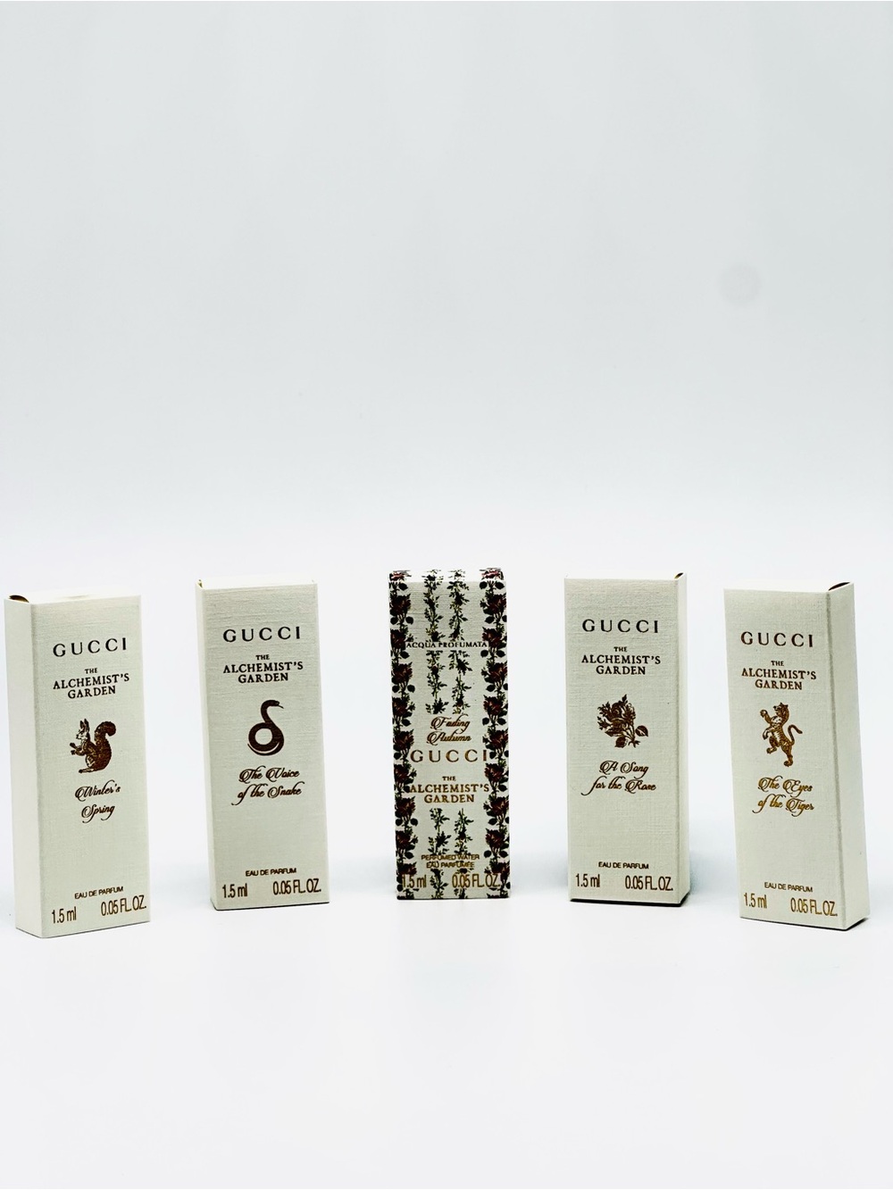 Gucci cream and gold boxed skincare vials set